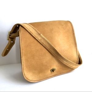 Vintage Coach Stewardess Bag Leather Purse Tan